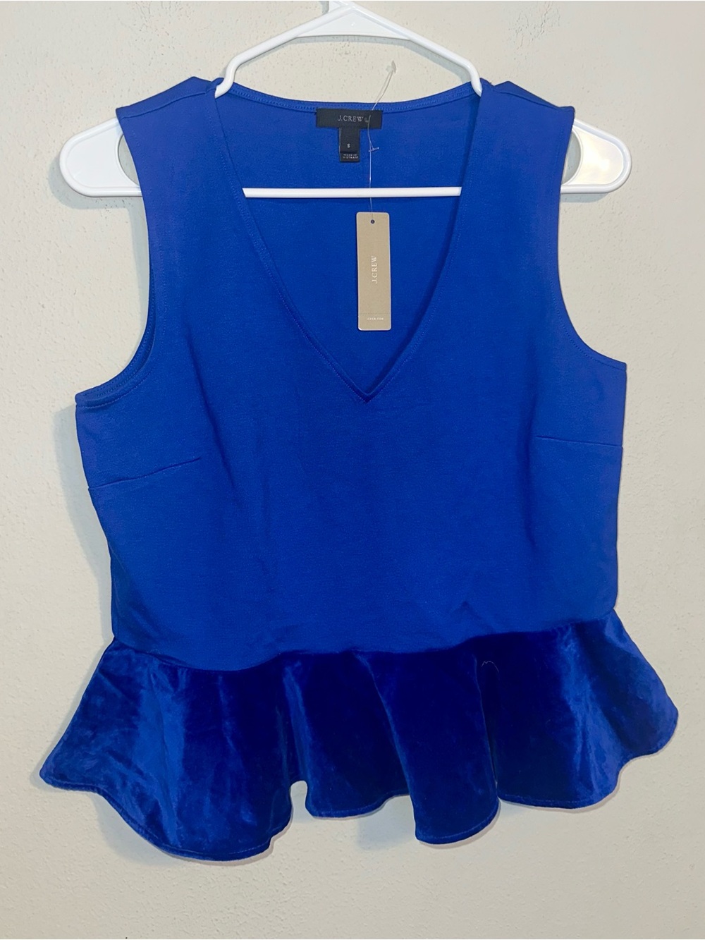 J. Crew Royal Blue V-Neck Peplum Top in